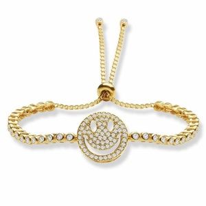 Sterling Silver Gold-tone CZ Adjustable Bracelet